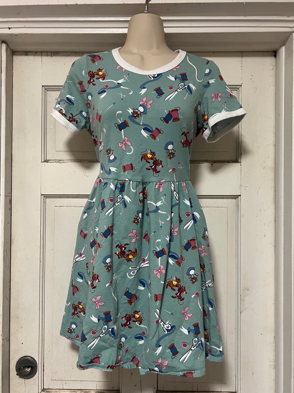 Her Universe Sage Green Cinderella Print Disney Princess Dress XS